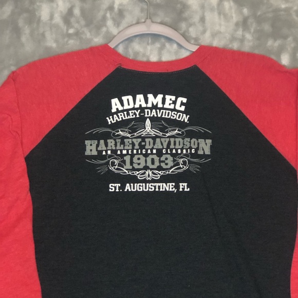 Harley-Davidson Women's 3/4 Sleeve Embellished Top Grey/Red Size 3XL - Picture 5 of 6